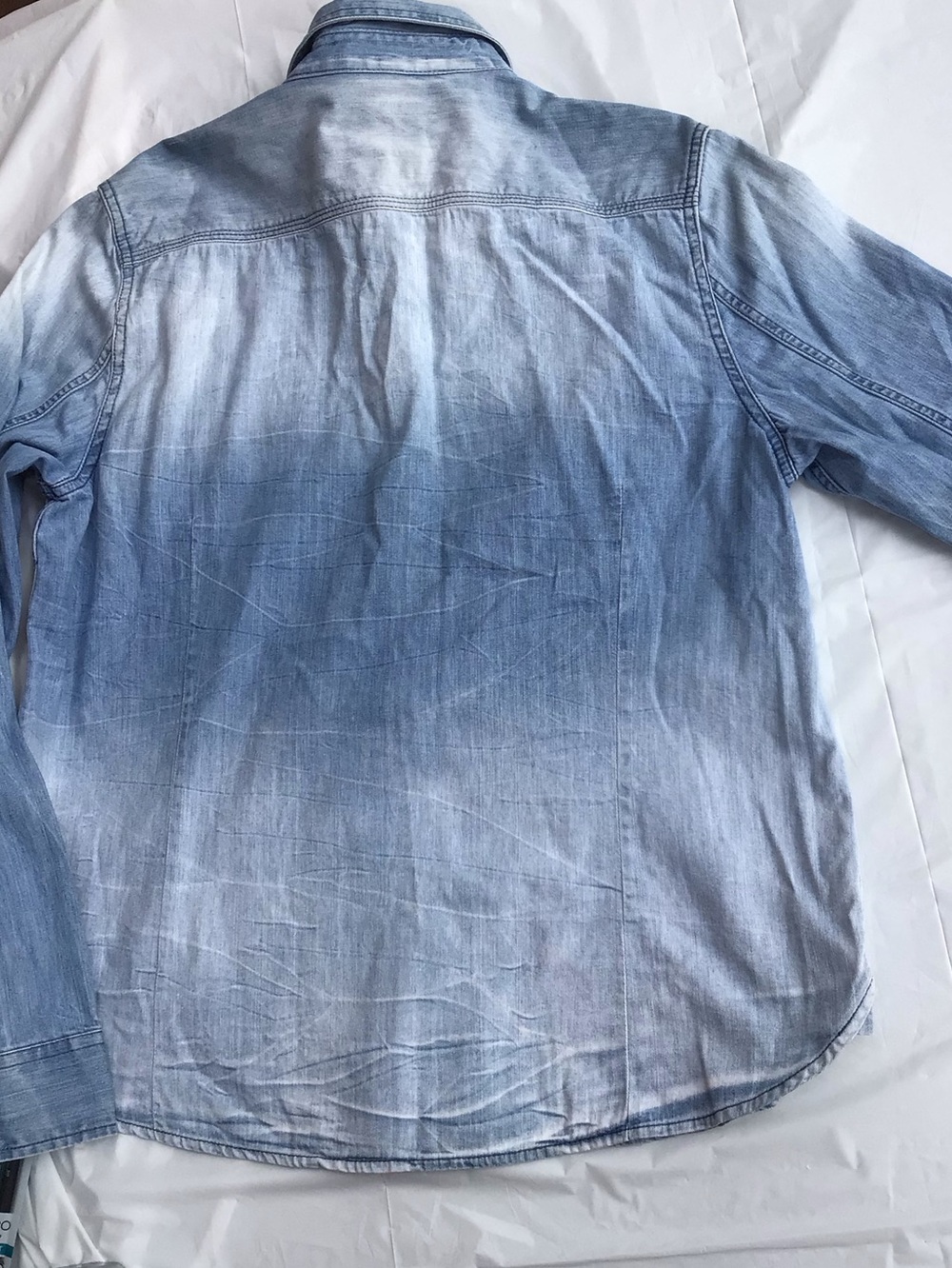 American Eagle Outfitters Faded Blue Denim Shirt - Picture 9 of 11